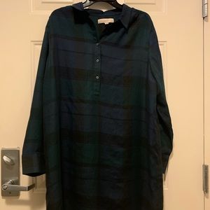 NWT Loft Shirt Dress - Blue/green plaid.